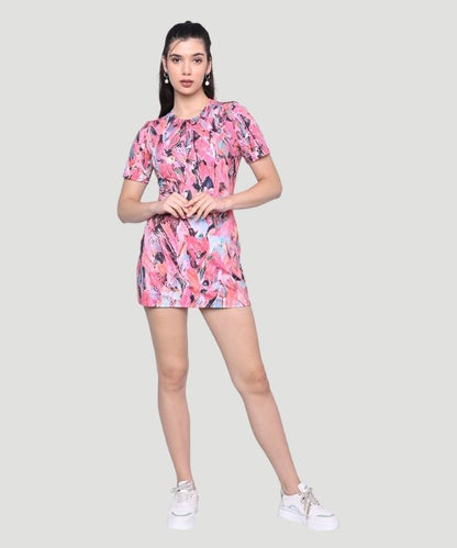 Women's Multicolor Geometric Print Regular Fit Mini Dress