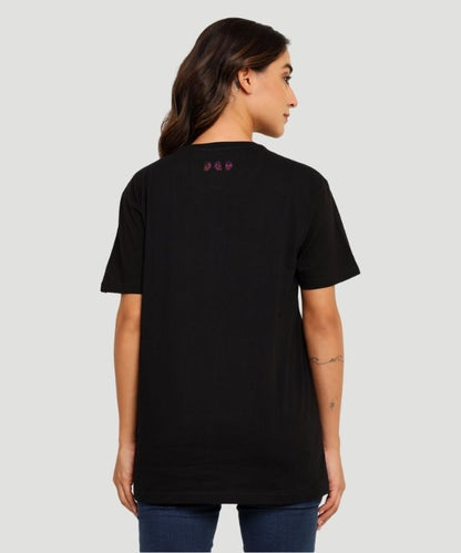 Women's Black Graphic Print Half Sleeves Oversized Fit T-Shirt